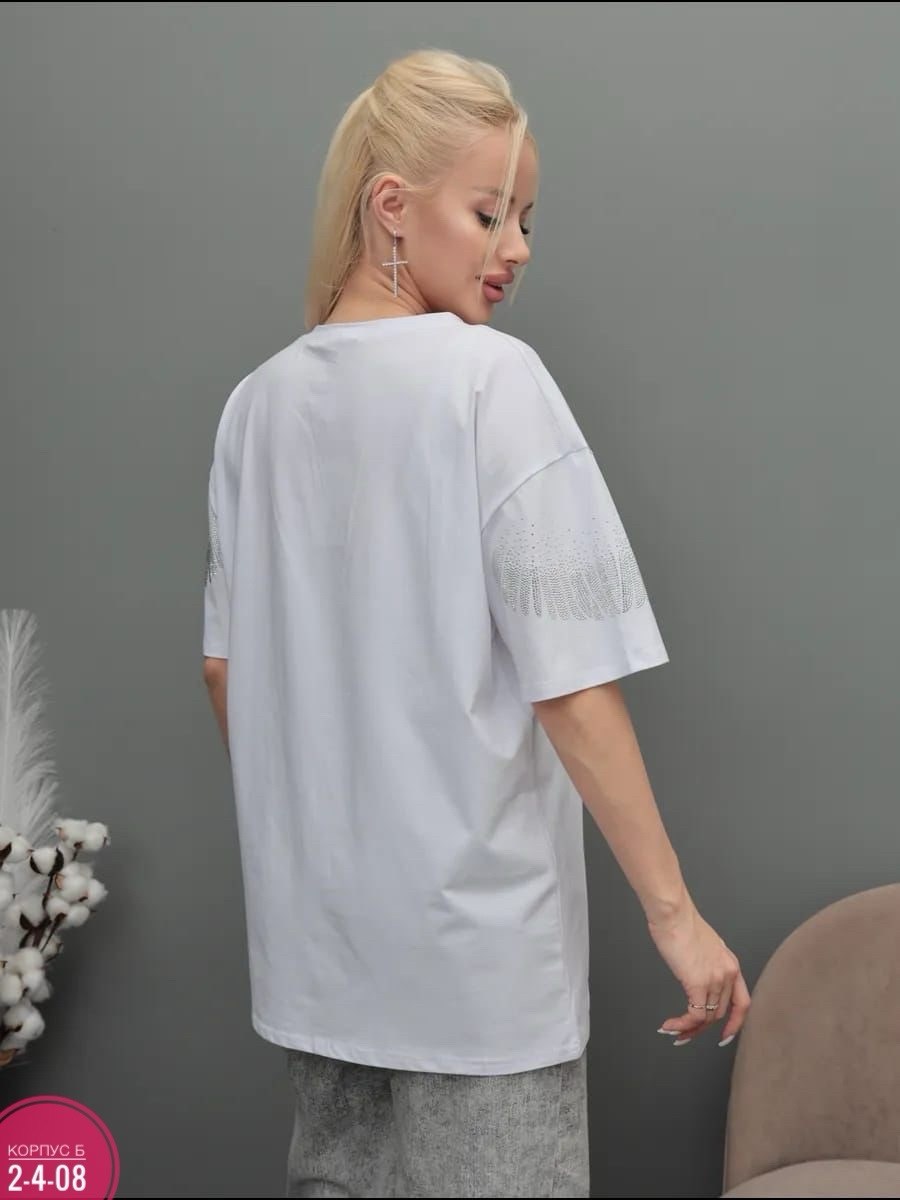 футболка оверсайз со стразам,футболка со стразами женская,футболка хлопковая базовая оверсайз со стразами,футболка женская оверсайз со стразами,футболка базовая со стразами оверсайз