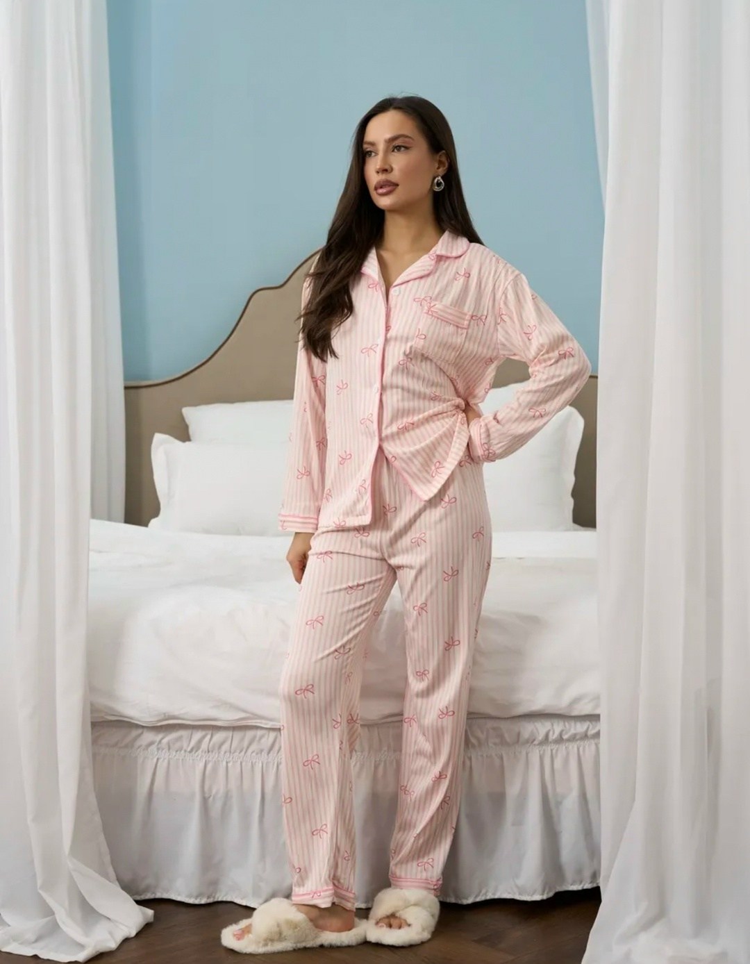 пижама женская,комплект пижама,пижамный комплект с длинными рукавами и,домашняя одежда пижама,пижама женская рубашка