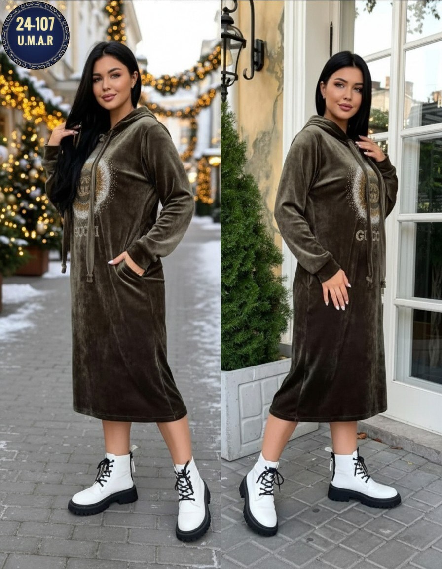 велюровая платья,платье велюр,платье с капюшоном,платье женская теплое,теплое платье