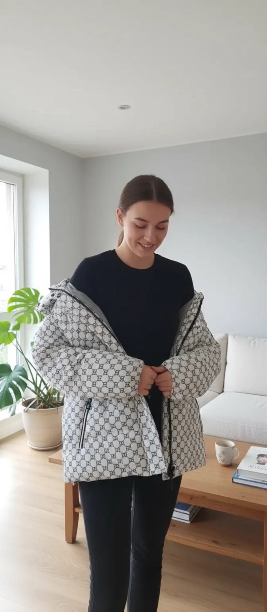 пуховик двусторонний,куртка оверсайз,пуховики женские,куртка дутая оверсайз,пуховик fendi