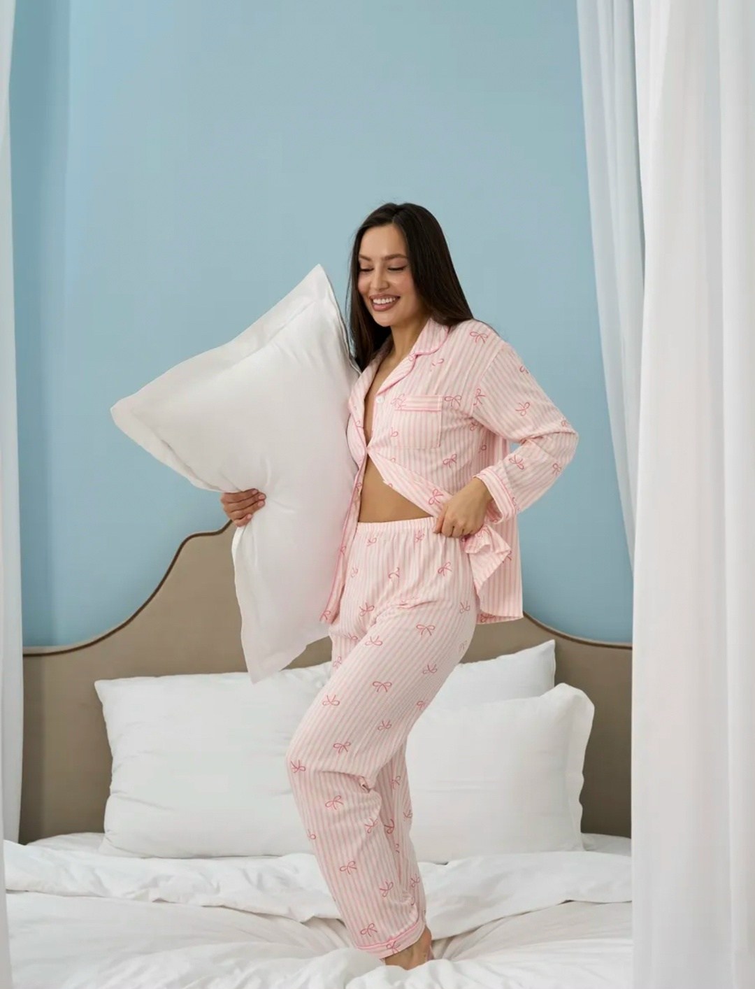 пижама женская,комплект пижама,пижамный комплект с длинными рукавами и,домашняя одежда пижама,пижама женская рубашка