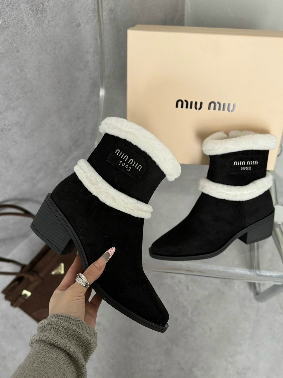 ботинки miu miu,,miu miu ,зимняя женская ,ботинки miu