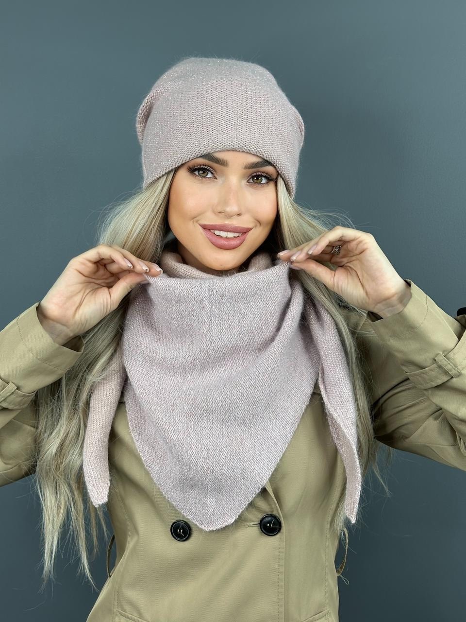 комплект шапки,комплект шапка платок,шапка косынка,косынка вязаная,шапка платок