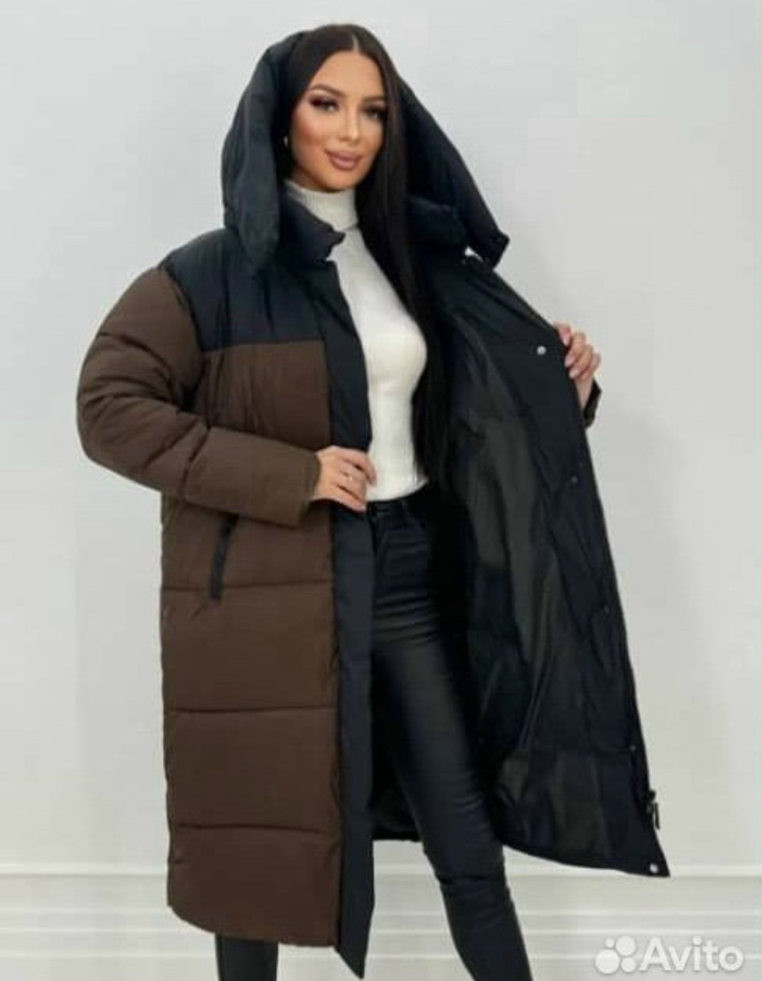удлиненная куртка,куртка женская,куртка модная,пуховик длинное с капюшоном,куртка пуховик зимняя с капюшоном