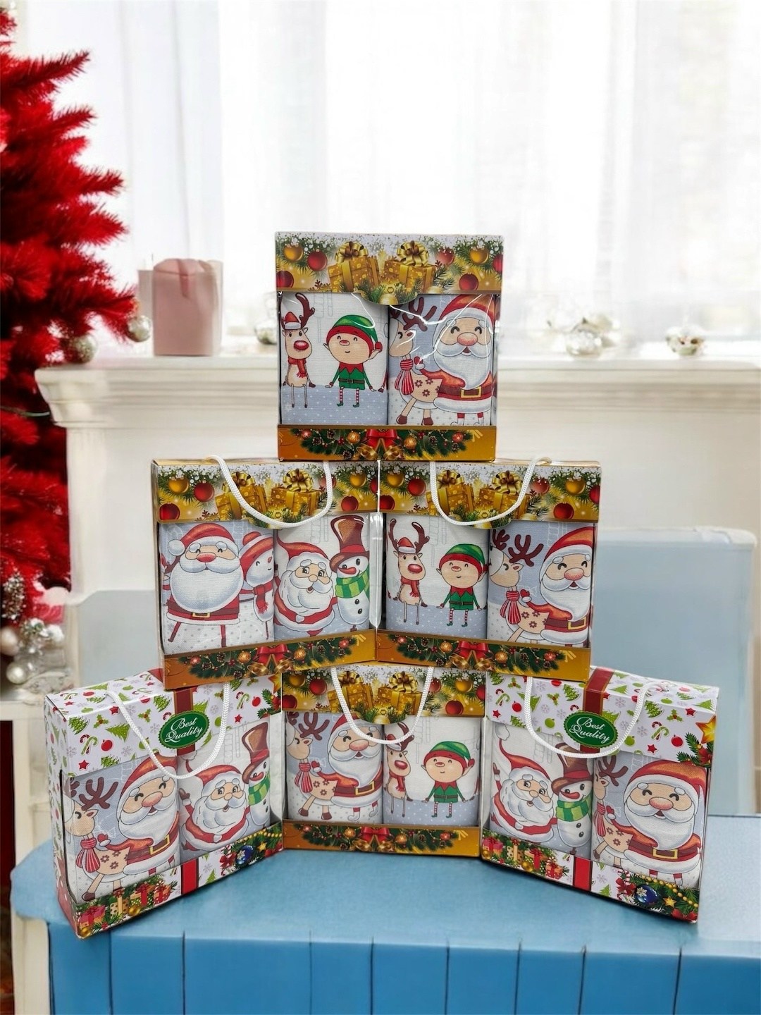 новогодние наборы,новогодние наборы полотенец,детские новогодние подарки,подарочный набор полотенец на новый год,подарочная упаковка