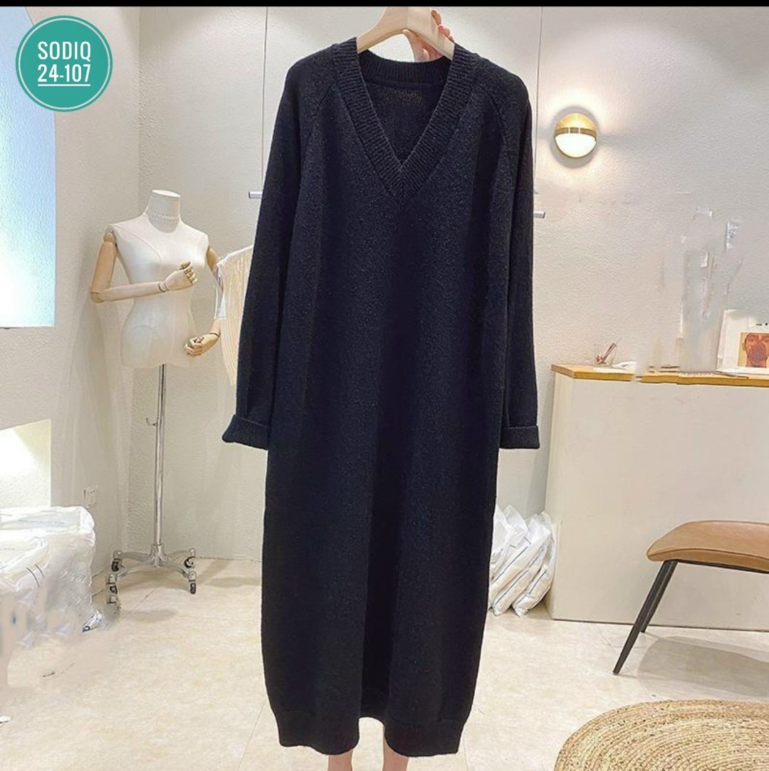 женское повседневное трикотажное длинное платье,трикотажное платье,трикотажное платье свободное,платье прямое,шерстяное платье