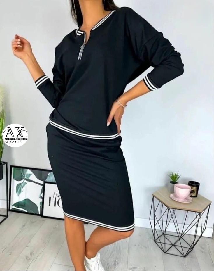 костюм из трикотажа,костюм трикотажный,костюм с юбкой женский,спортивное платье,костюм кофта и юбка