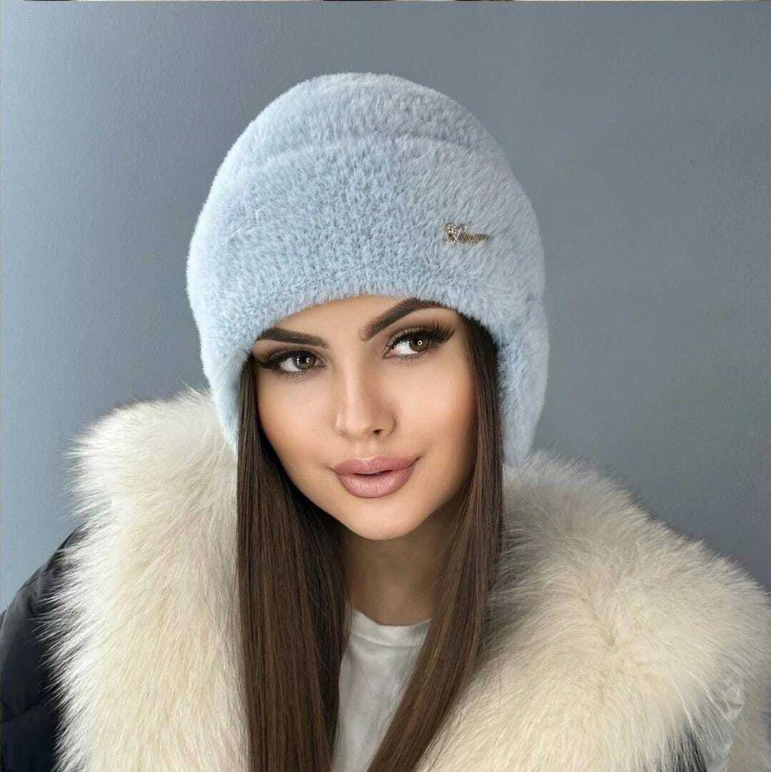 шапка ушанка зимняя вязаная меховая из ангоры,шапка ушанка женская,женская зимняя пушистая шапка ушанка из ангоры,зимняя женская шапка,женская шапка