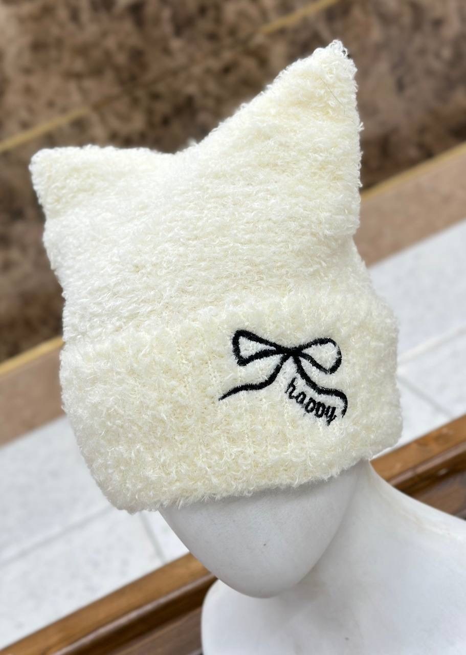 вязаная шапка с кошачьими ушками,шапка с кошачьими ушками,плюшевая шапка,шапка бини с кошачьими ушками,шапки с ушами