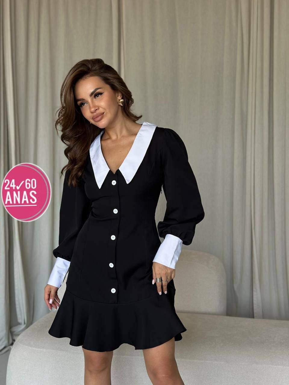 платье женское с белым воротником,платье с воротником,платье черное,платья мини,школьное платье