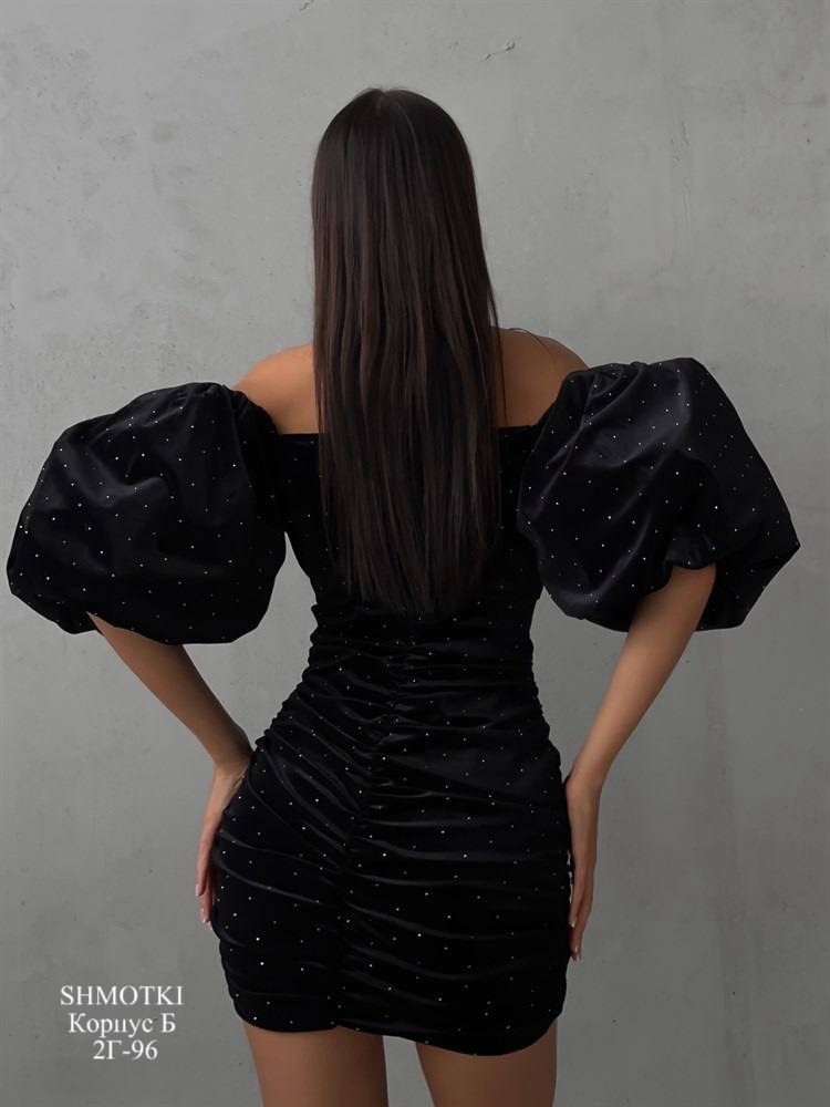 платье с объемными рукавами,вечернее платье короткое,вечернее платье мини,платье стильное,вечернее платье со стразами