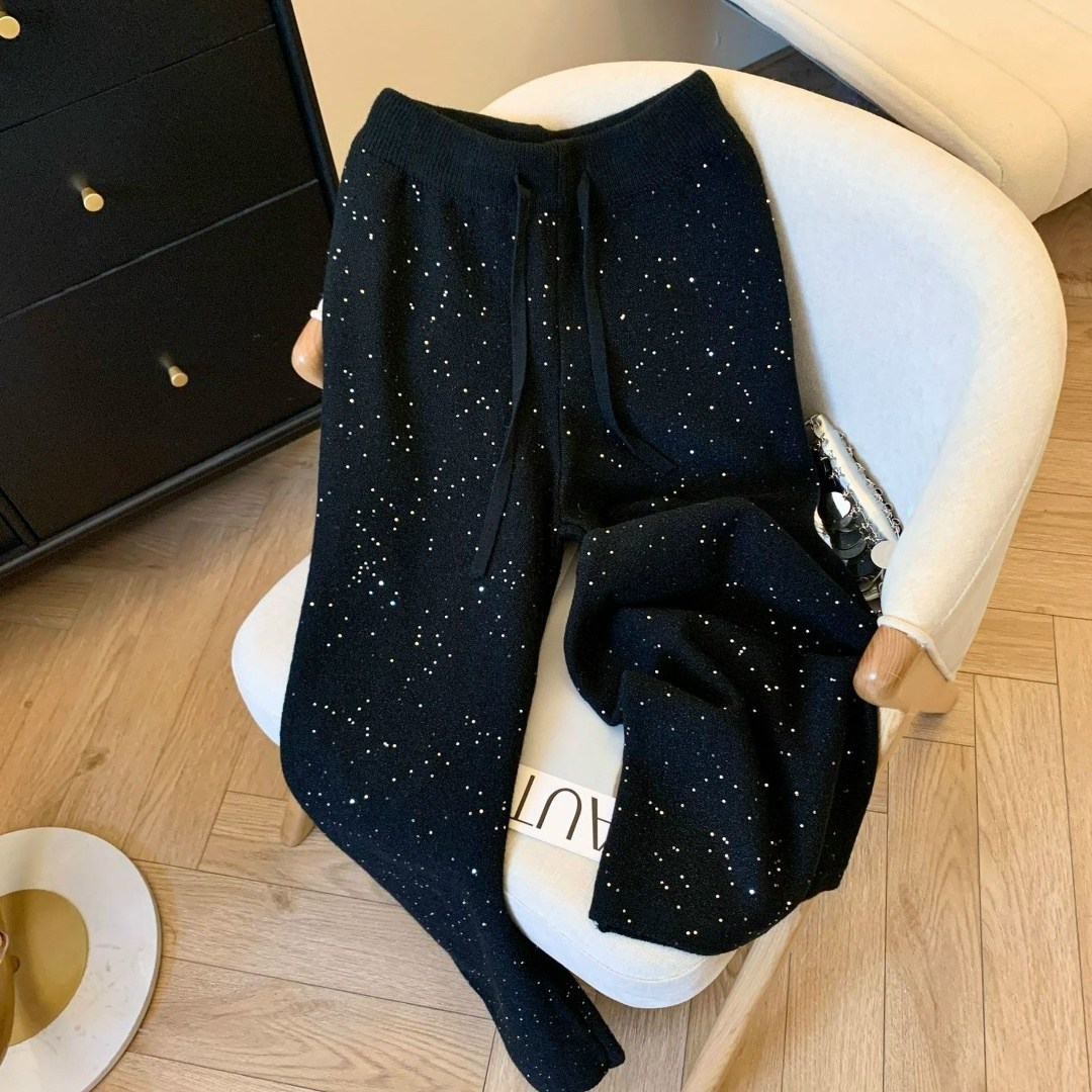 брюки трикотажные,вязаные брюки,кашемировые брюки,женские шерстяные брюки,широкие брюки