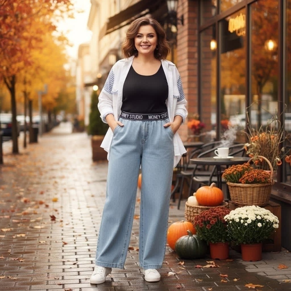 джинсы стильные,модные джинсы,джинсы на полных,широкие джинсы женские,широкие джинсы