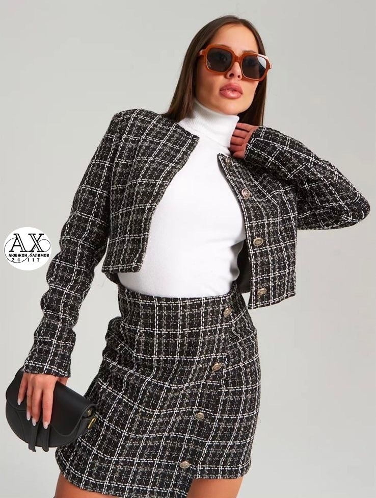 костюм с юбкой твидовый,костюм с юбкой твидовый victoria de soie,твидовые костюмы,твидовый женский костюм с юбкой,костюм в клетку