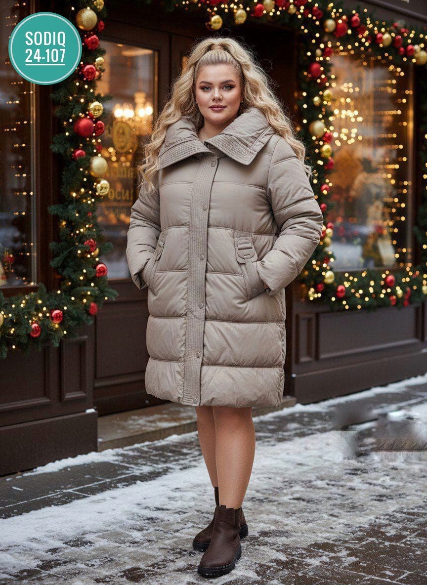 женские пуховики,пуховик,бежевый пуховик,куртка удлиненная,пуховик женский зимний