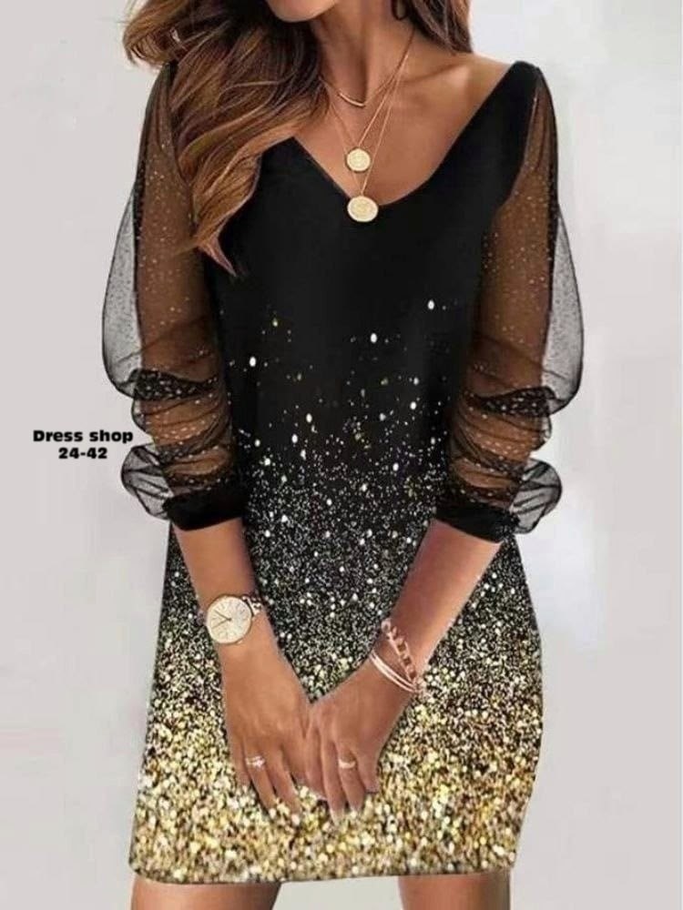 женское платье с пайетками,женское платье с блестками,повседневные платья,женское платье с длинным рукавом,женское сетчатое платье с блестками