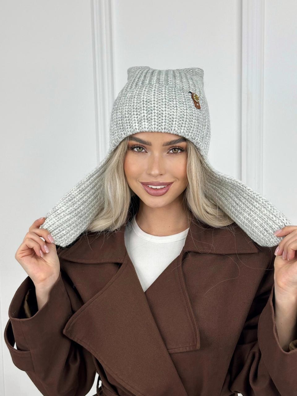 шапка женская,женская вязаная шапка,шапка зимняя женская,шапка ушанка женская зимняя вязаная на флисе,шапки зимние