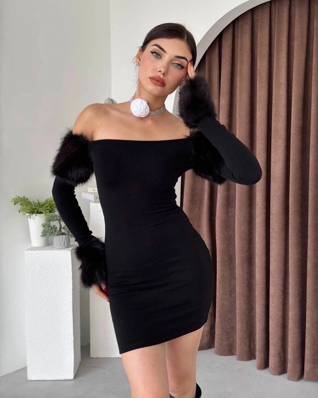 модное платье,платье с мехом,короткое платье,облегающее платье,платье с перьями