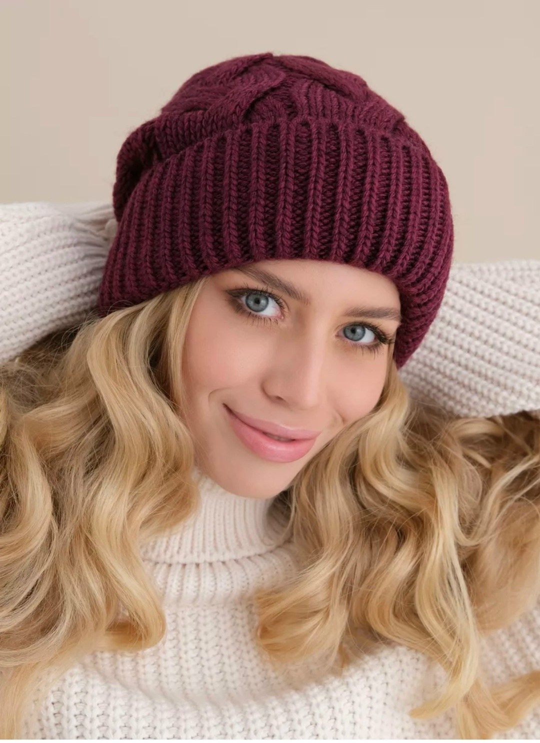 шапка зимняя вязаная бини,вязаная женская шапка,шапка зимняя,шапка женская зимняя вязаная,шапка lambonika