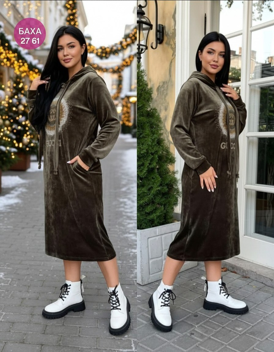 платье с капюшоном,платье женская,модное платье,велюровая платья,теплое платье