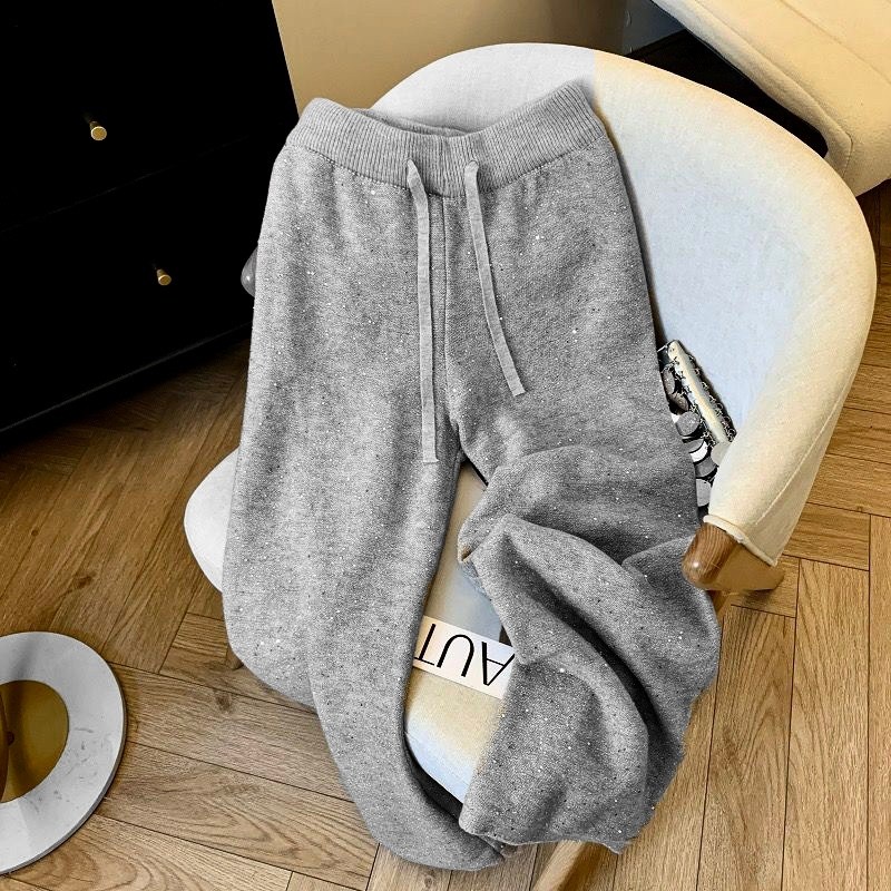 брюки трикотажные,вязаные брюки,кашемировые брюки,женские шерстяные брюки,широкие брюки