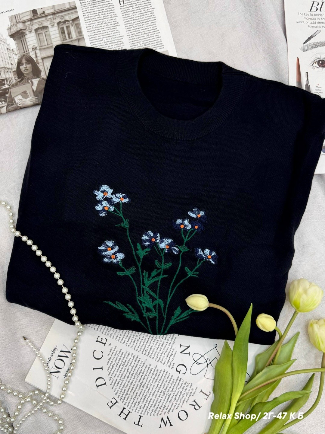 джемпер с вышивкой,кофта женская с вышивкой,женский свитшот оверсайз,свитшот вязаный,стильный свитшот