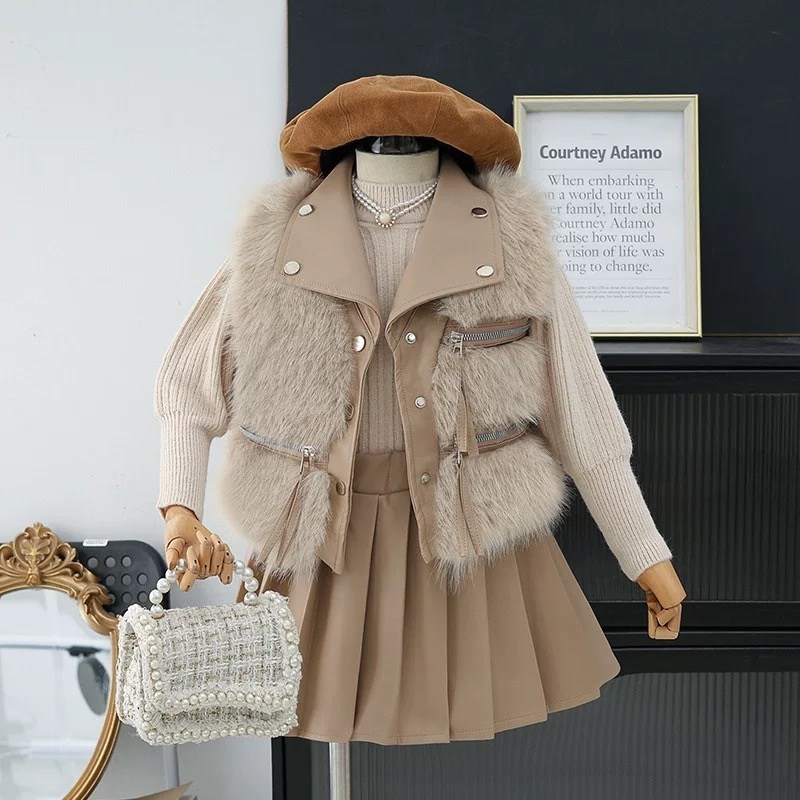 меховая жилет,теплый жилет,жилет для девочек,комплект одежды для девочек,женский меховой жилет