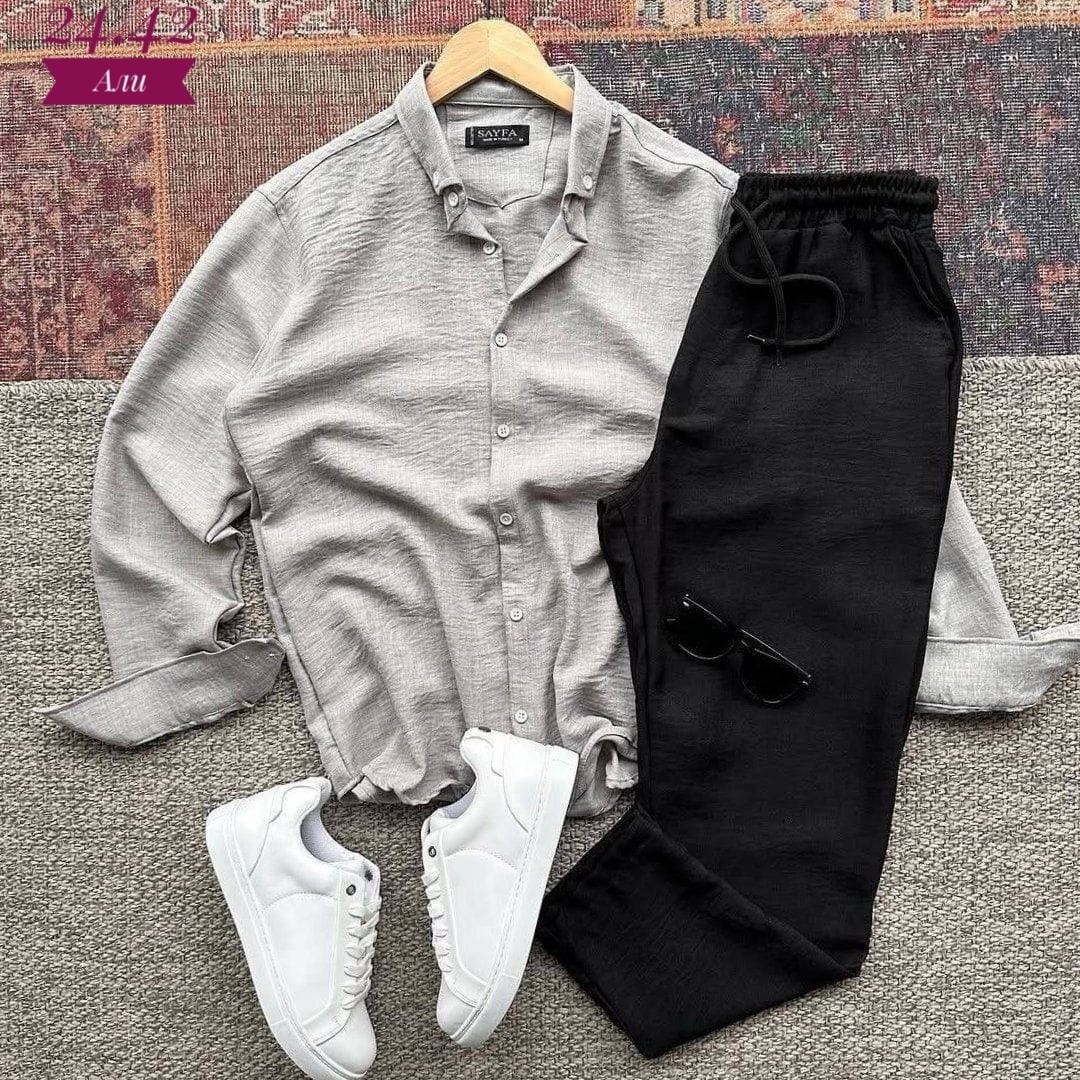 костюм двойка мужской,летние мужские костюмы,мужская мода,комплект рубашка и брюки,