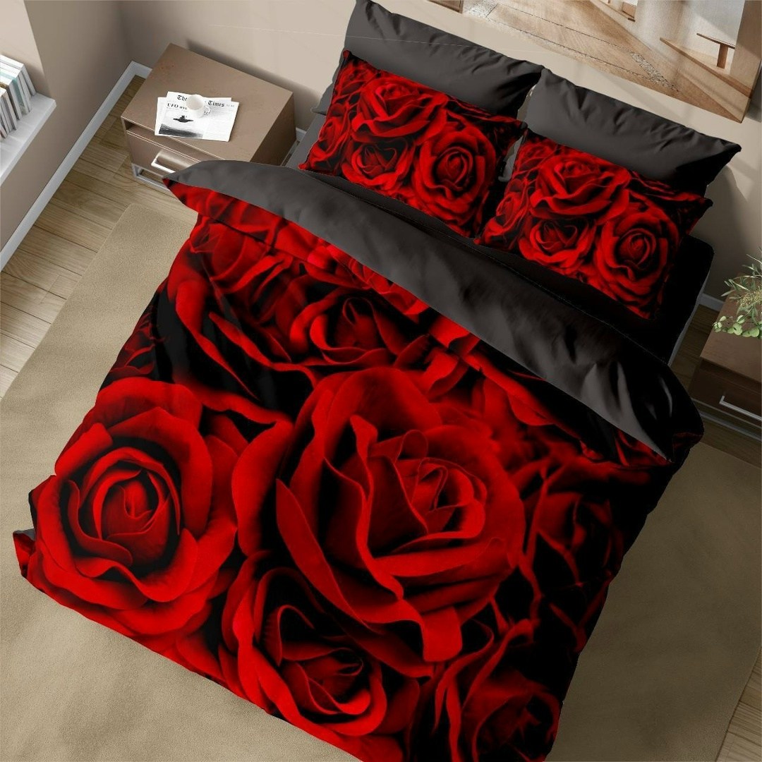 комплект постельного белья,роскошный комплект постельного белья,постельное белье с красными розами,постельного белья,постельное белье 3 d