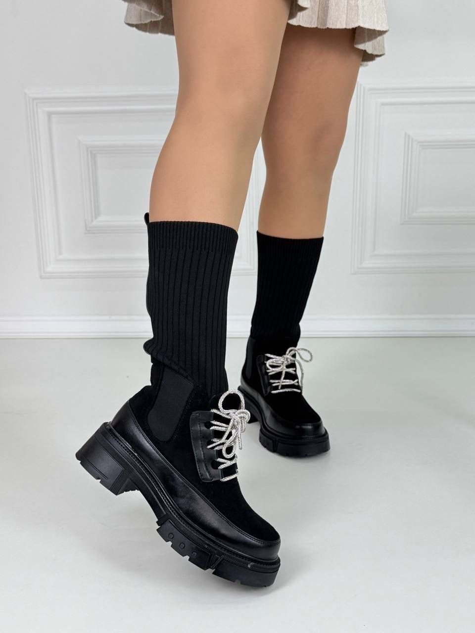 женские ботинки,,женская ,зимняя  женская,ботинки с чулками