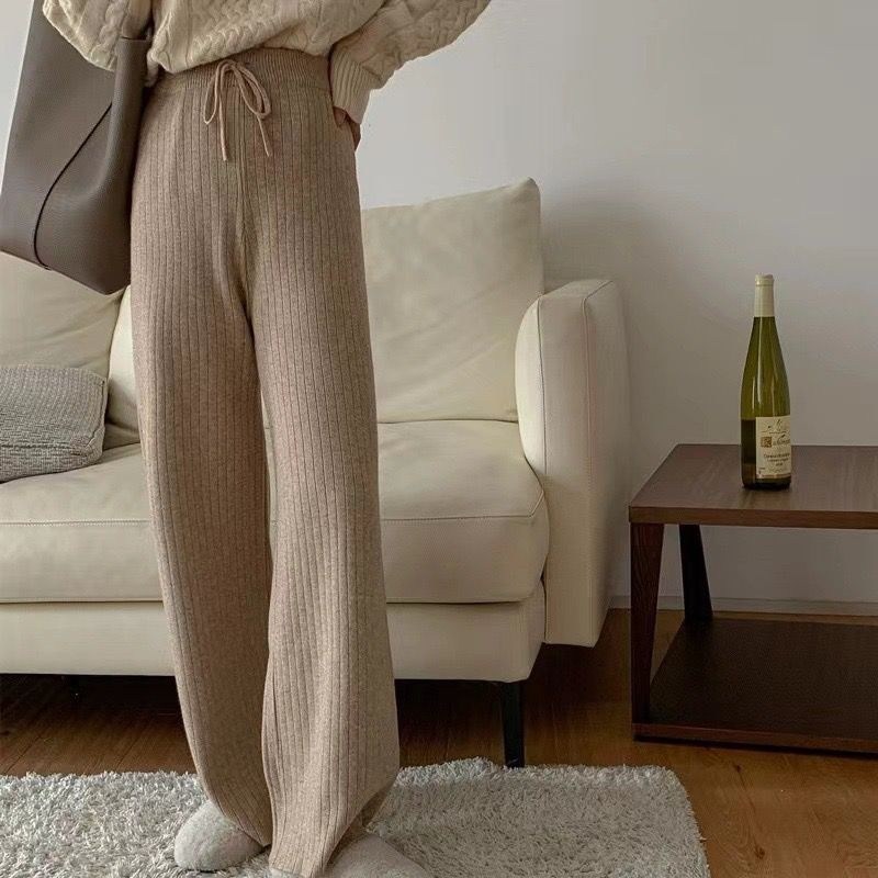 вязаные брюки,брюки вязаные женские,повседневные трикотажные брюки,трикотажные брюки,брюки с широкими штанинами