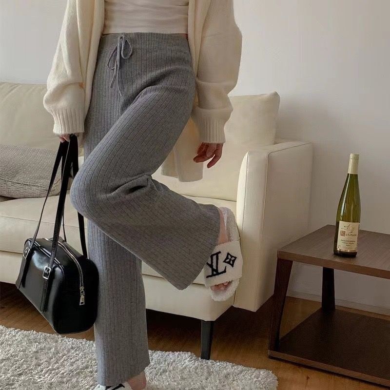 вязаные брюки,брюки вязаные женские,повседневные трикотажные брюки,трикотажные брюки,брюки с широкими штанинами