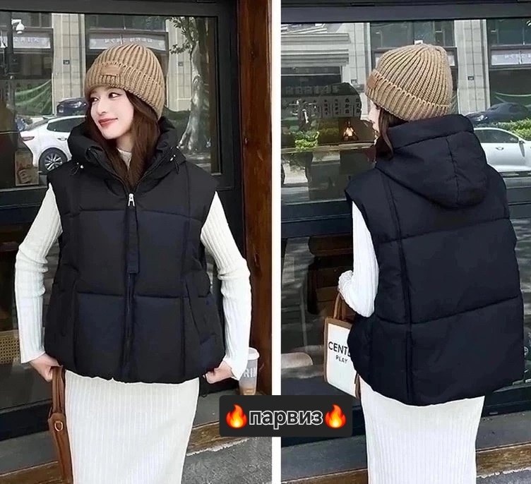теплый жилет,жилет с капюшоном женский,жилетка женская,корейские жилетки женские,жилет женский теплый