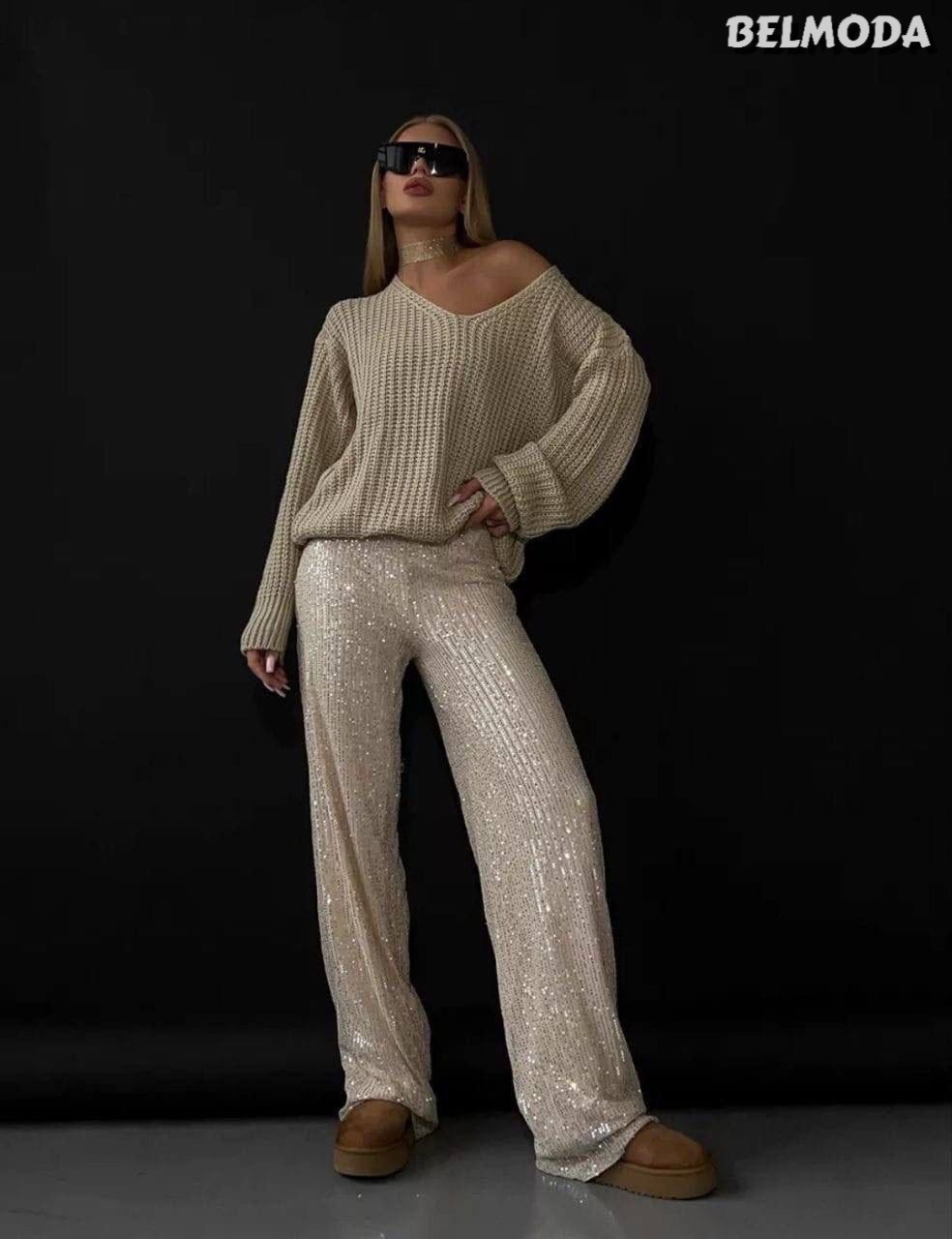 штаны с пайетками,брюки в пайетках,брюки с пайетками,штаны палаццо,брюки палаццо блестящие