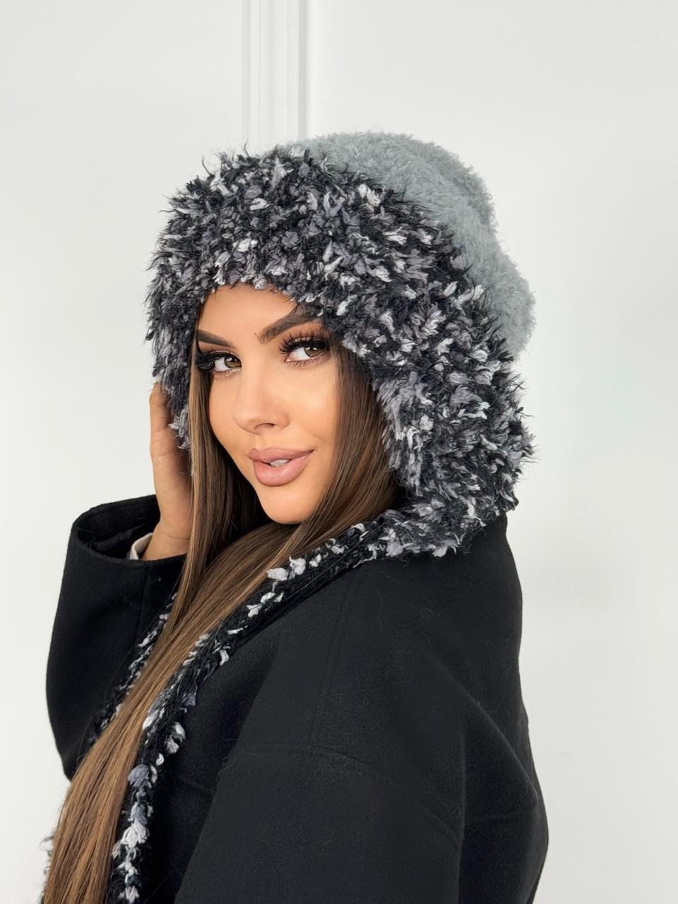 шапка ушанка вязаная с мехом,шапка ушанка женская зимняя,зимние женские шапки,шапка зимняя модная,шапка ушанка женская