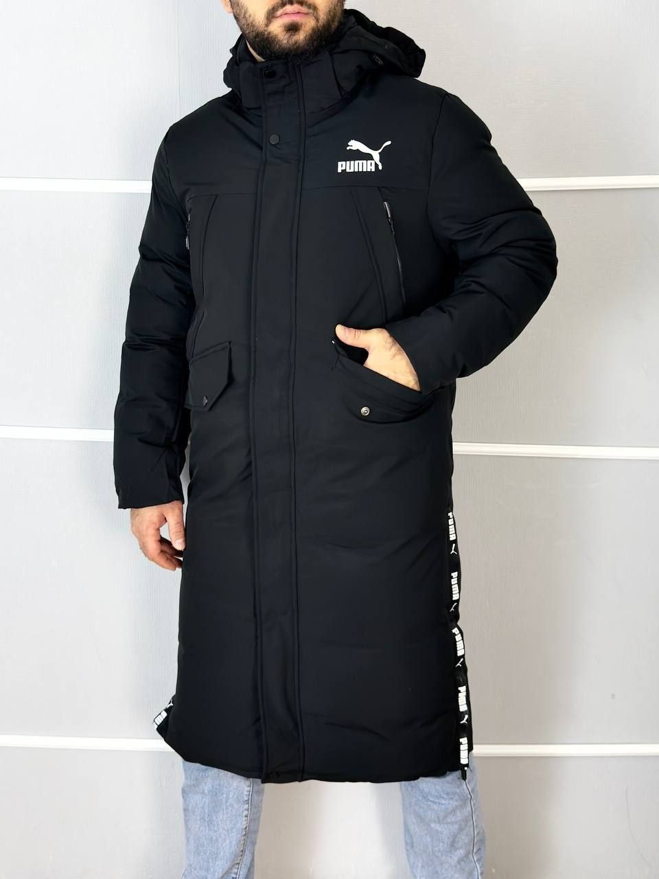 куртка длинная зимняя мужская,зимняя куртка,удлиненная куртка,пуховик мужской длинный,мужские пуховики puma
