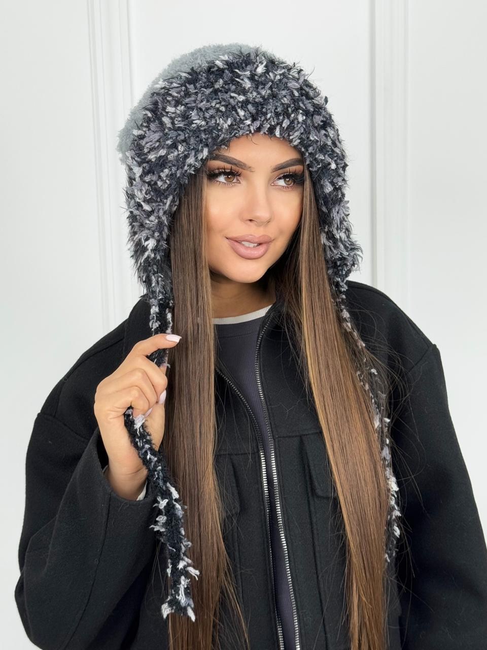 шапка ушанка вязаная с мехом,шапка ушанка женская зимняя,зимние женские шапки,шапка зимняя модная,шапка ушанка женская