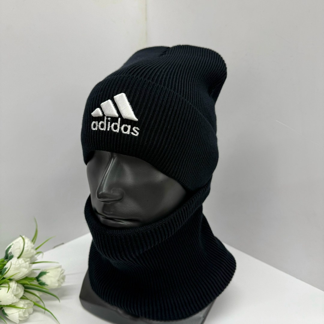 комплект шапки,шапка со снудом мужская,шапка мужская adidas,комплект шапка снуд,снуд adidas