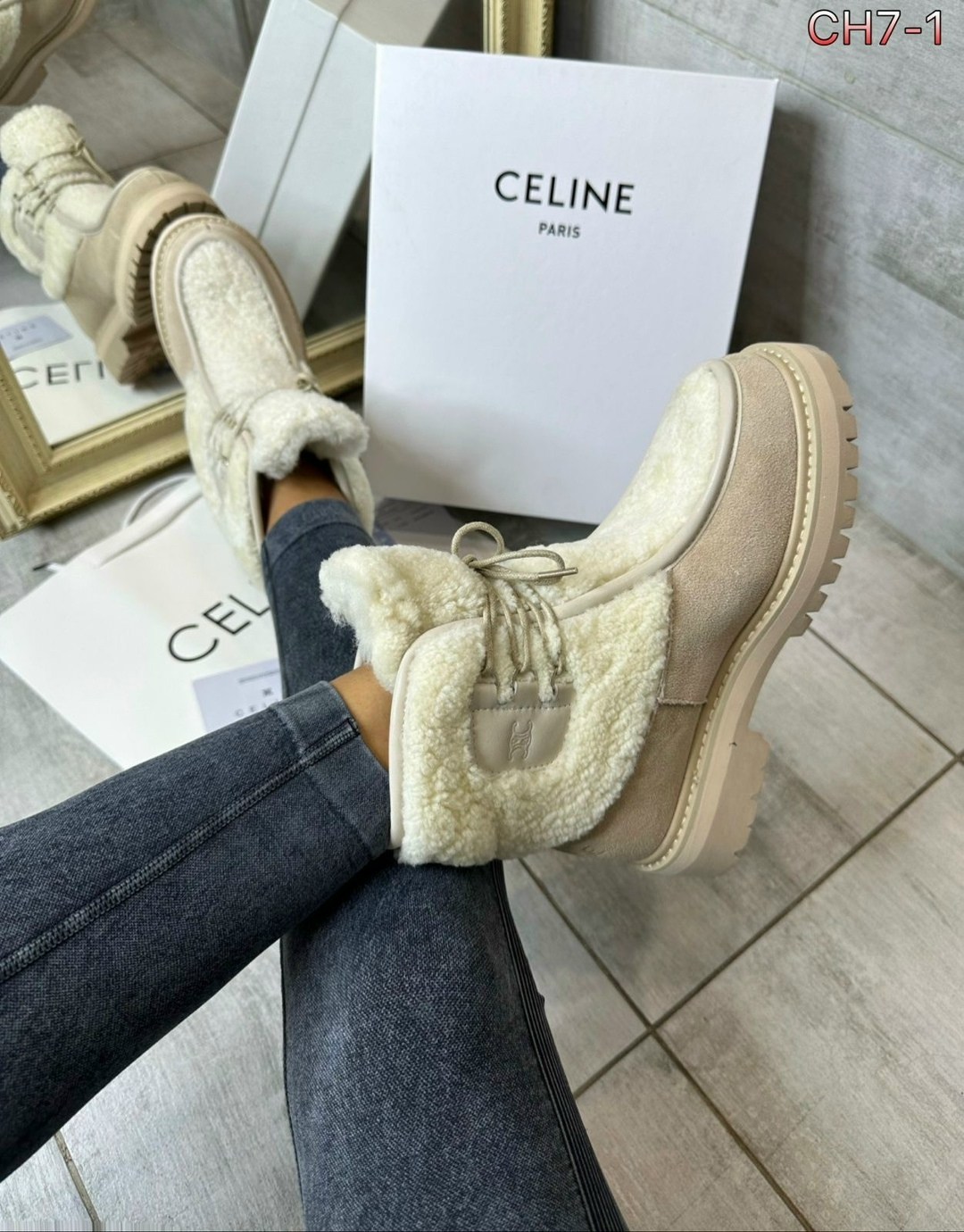 ,ботинки celine,ботинки женские celine,женские зимние ботинки,женские зимние ботинки с овечьей шерстью