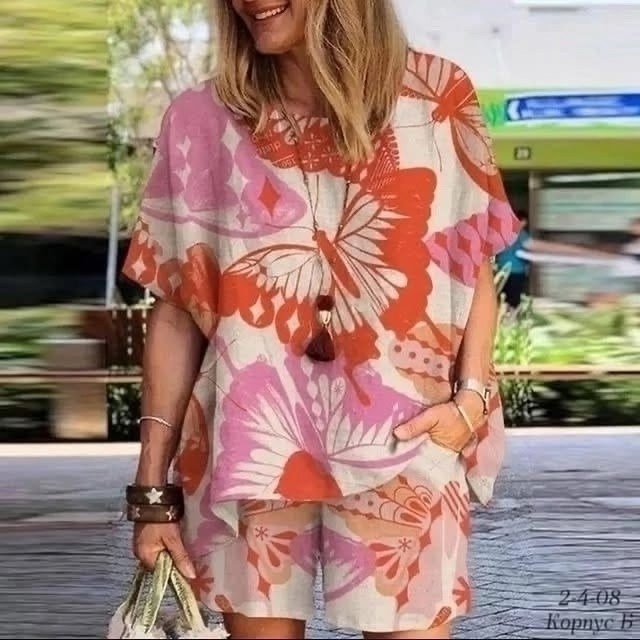 летние костюмы,женские летние костюмы,женский летний комплект zanzea с принтом,повседневный костюм,костюм с принтом