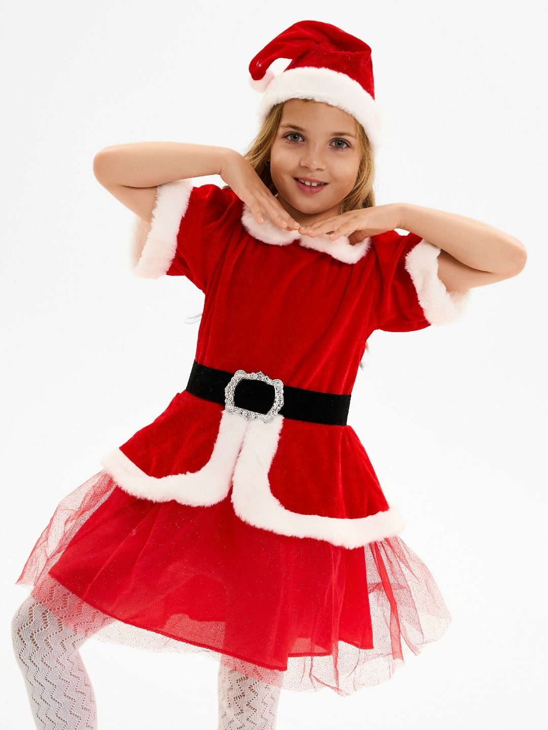 карнавальный костюм мисс санта детский,пуговка карнавальный костюм "мисс санта",костюм санты для девочек,рождественские костюмы,карнавальный костюм мисс санта