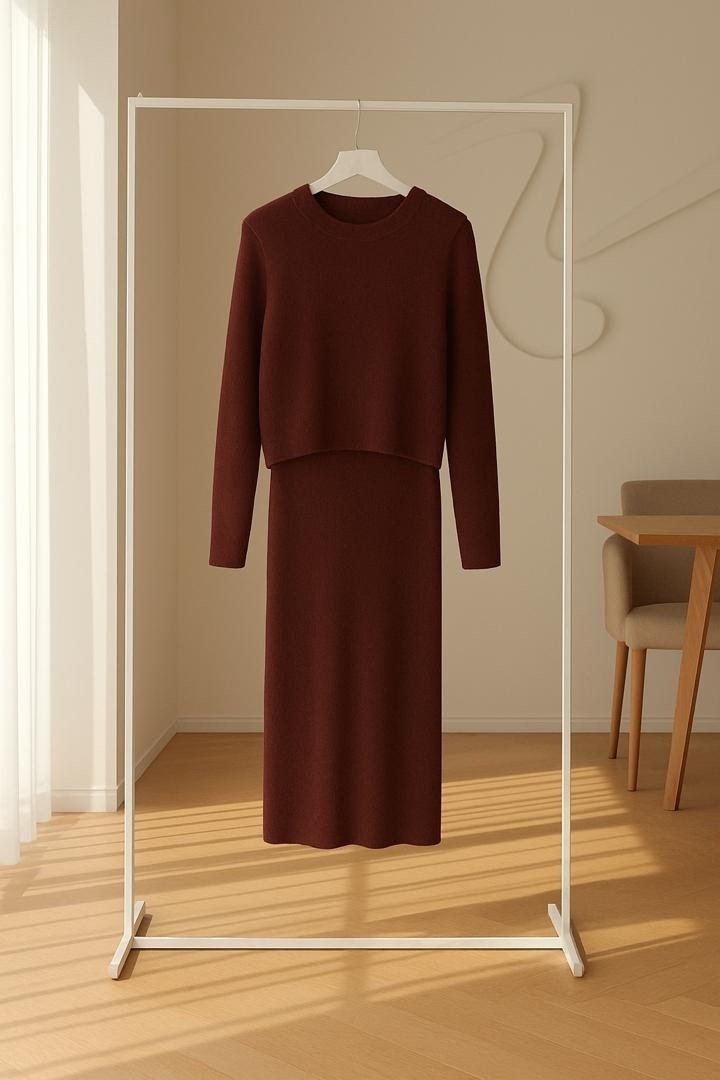 трикотажное платье,повседневный костюм,женские костюмы с юбкой,вязаный костюм с юбкой,женские платья длинные