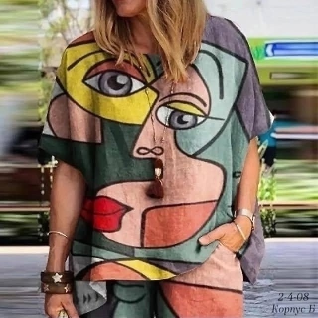 летние костюмы,женские летние костюмы,женский летний комплект zanzea с принтом,повседневный костюм,костюм с принтом