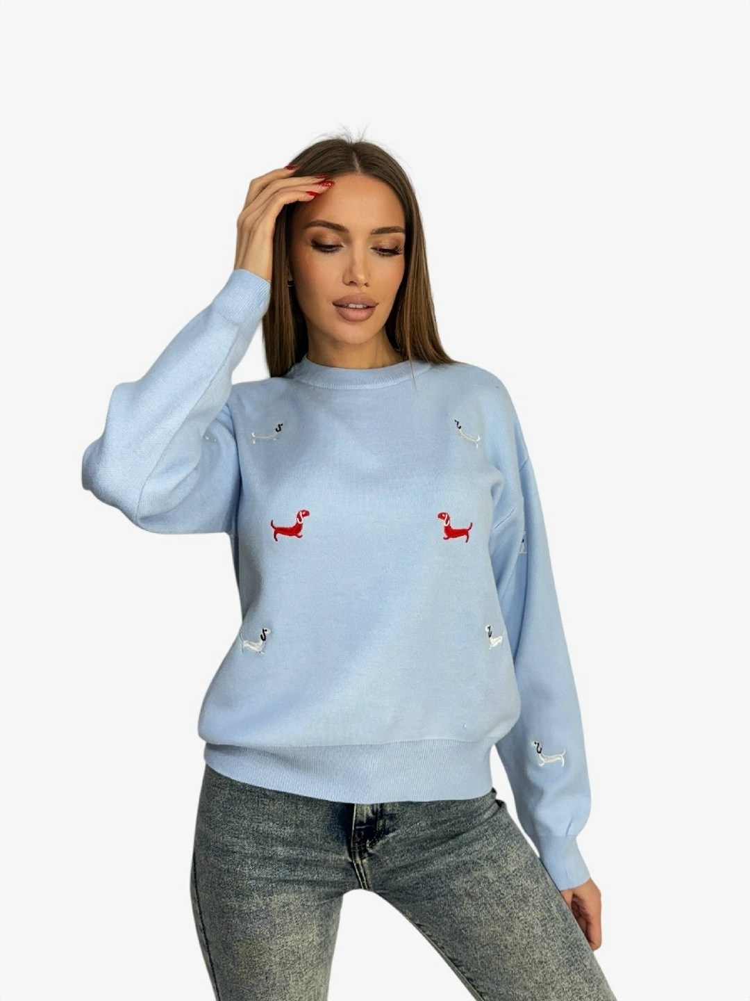 свитшот женская,повседневный джемпер,модные свитера,свитер с вышивкой,свитер