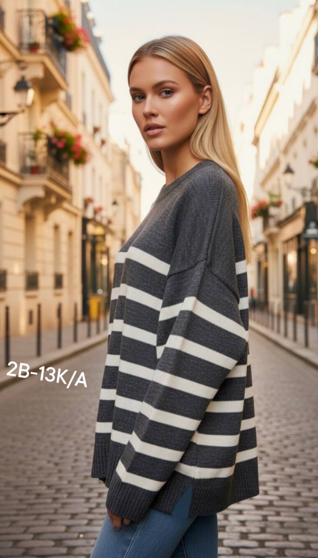 джемпер в полоску,свитер оверсайз в полоску,свитер в полоску,джемпер в полоску оверсайз cilla kaffe,голубой джемпер