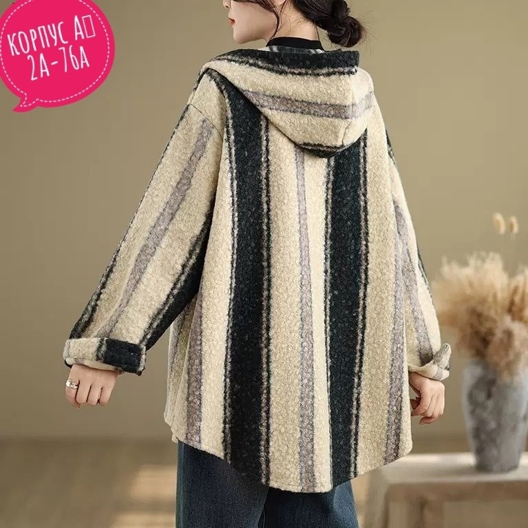 пальто в клетку,теплое пальто,шерстяное пальто,кардиган с капюшоном,пальто с капюшоном
