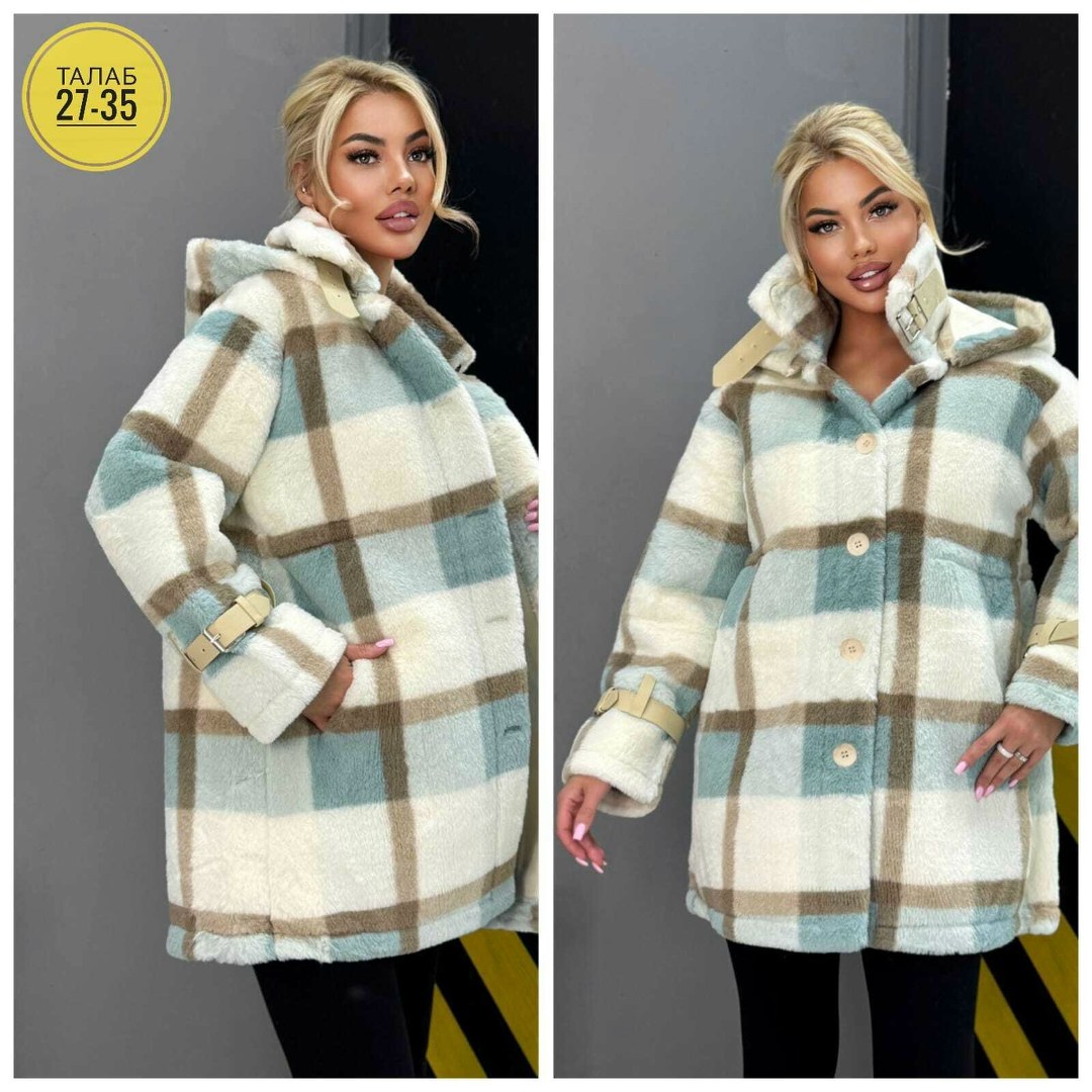 пальто в клетку,теплое пальто,полупальто,плюшевое пальто,пальто клетчатое