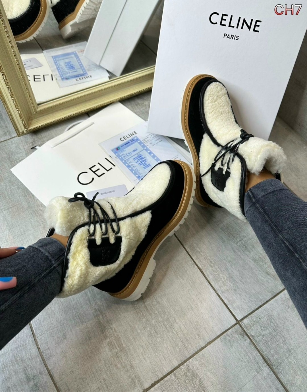 ,ботинки celine,ботинки женские celine,женские зимние ботинки,женские зимние ботинки с овечьей шерстью