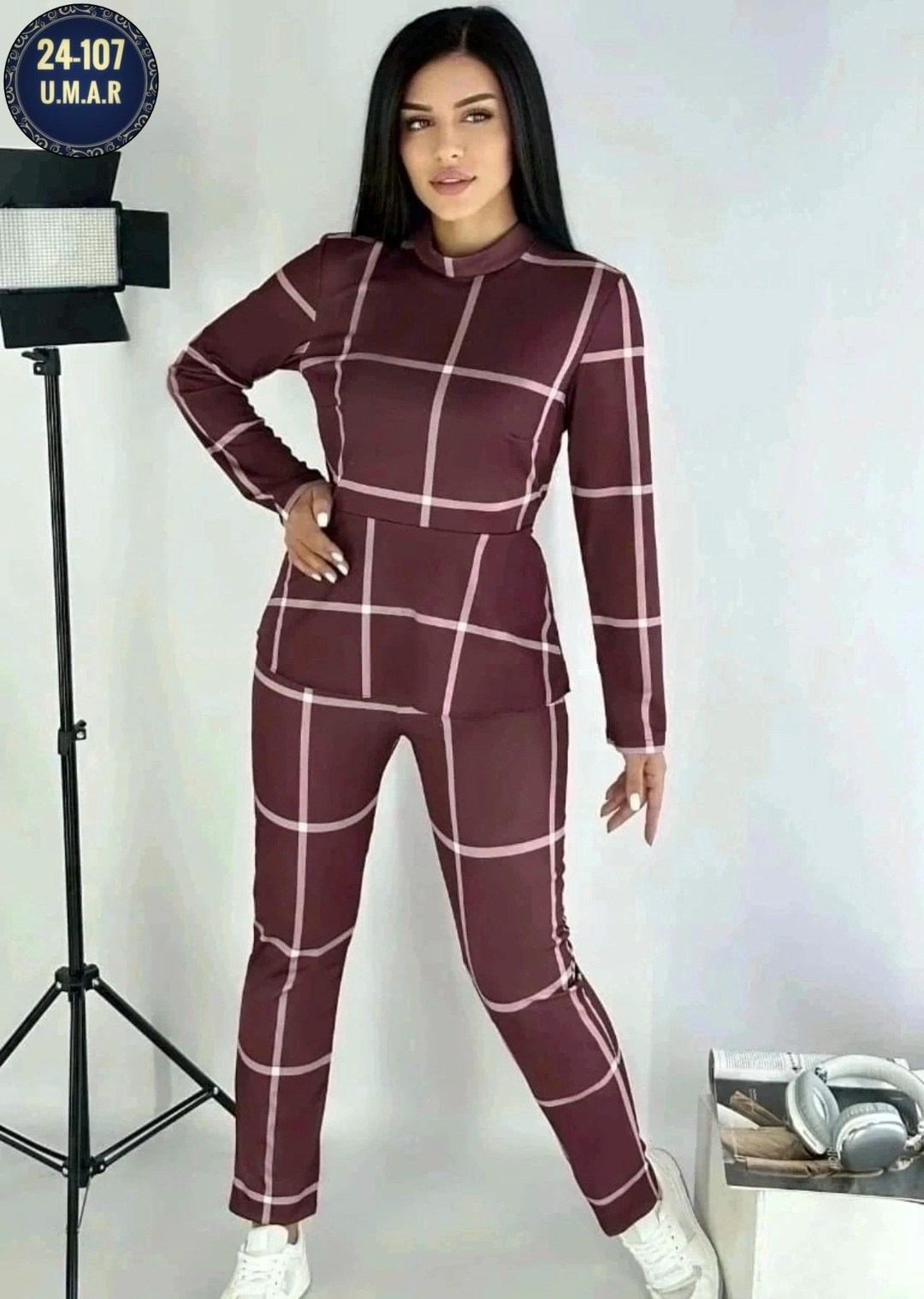 костюм трикотажный женский,костюмы брючный,женские костюмы,комбинезон в клетку с длинным рукавом,костюм в клетку