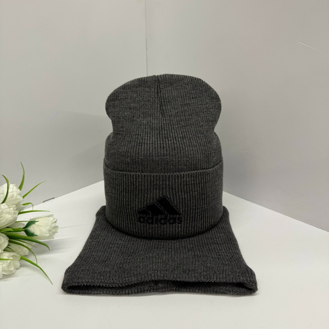 комплект шапки,шапка со снудом мужская,шапка мужская adidas,комплект шапка снуд,снуд adidas